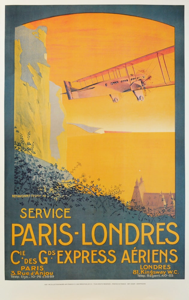 Affiche Rétro AIR FRANCE PARIS-LONDRES Dimensions : 100 x 63 cm