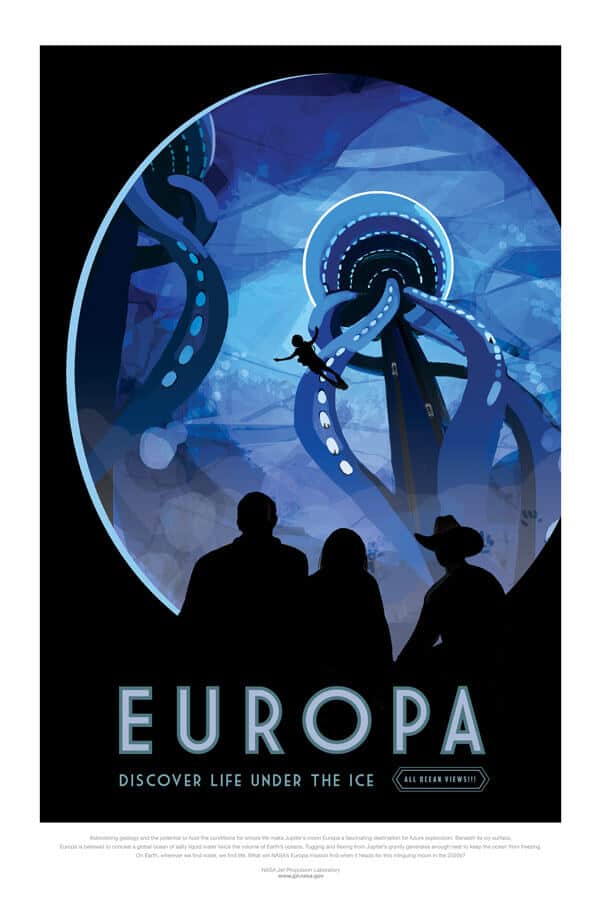 Affiche Rétro La Nasa  EUROPA Dimensions : 70 x 50 cm