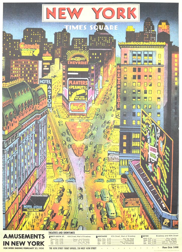 Affiche vintage  NEW YORK TIME SQUARE Dimensions : 70 x 50 cm